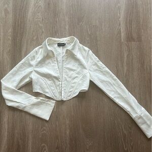 PrettyLittleThing White Long Sleeve Corset